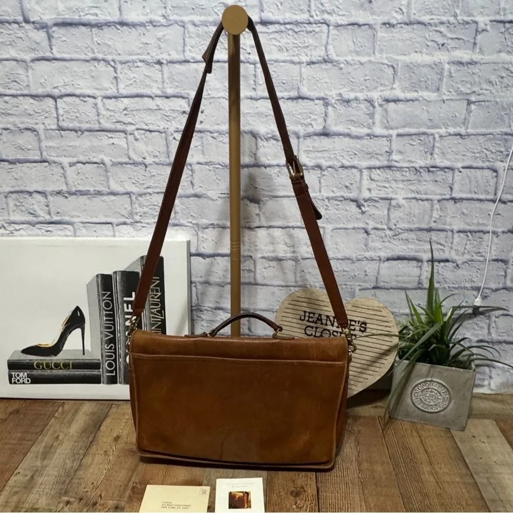 RARE COACH Morgan Glove Tanned Leather Brass Briefcase Made in USA 0602-307